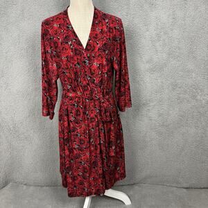 Rene Rofe Womens Robe Tie Waist sz Large Roses Bloomcore Super Soft Lightweight
